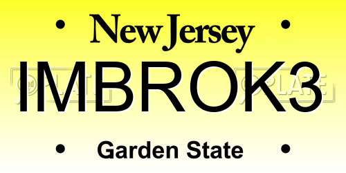 IMBROK3 New Jersey License Plate