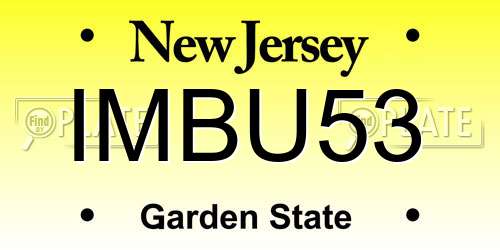 IMBU53 New Jersey License Plate