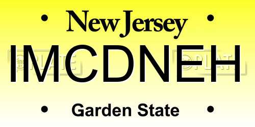 IMCDNEH New Jersey License Plate