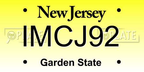 IMCJ92 New Jersey License Plate