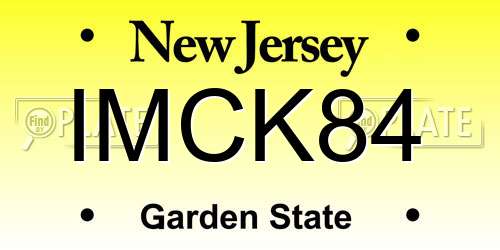 IMCK84 New Jersey License Plate