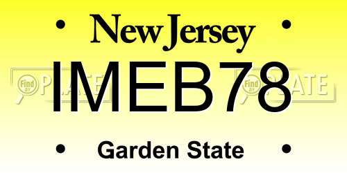 IMEB78 New Jersey License Plate
