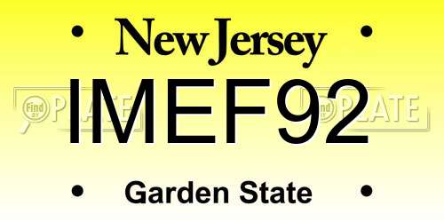 IMEF92 New Jersey License Plate