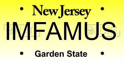 IMFAMUS New Jersey License Plate