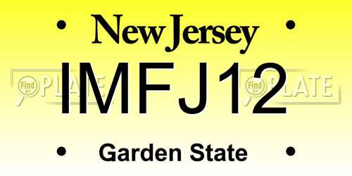 IMFJ12 New Jersey License Plate