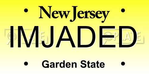 IMJADED New Jersey License Plate