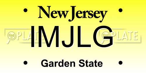 IMJLG New Jersey License Plate