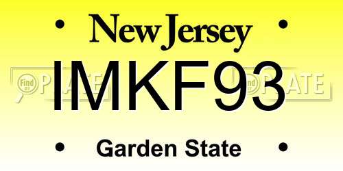 IMKF93 New Jersey License Plate