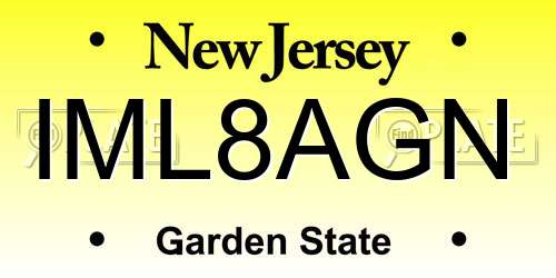 IML8AGN New Jersey License Plate