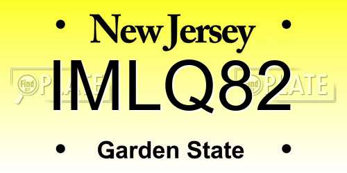 IMLQ82 New Jersey License Plate