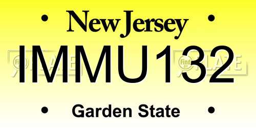 IMMU132 New Jersey License Plate
