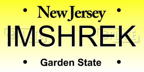 IMSHREK New Jersey License Plate