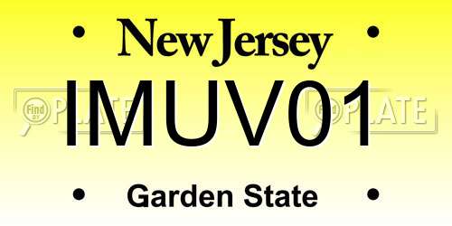 IMUV01 New Jersey License Plate