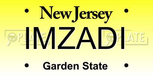 IMZADI New Jersey License Plate