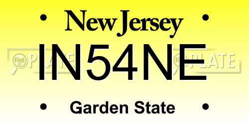 IN54NE New Jersey License Plate