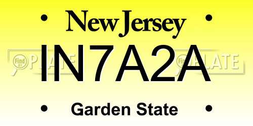 IN7A2A New Jersey License Plate
