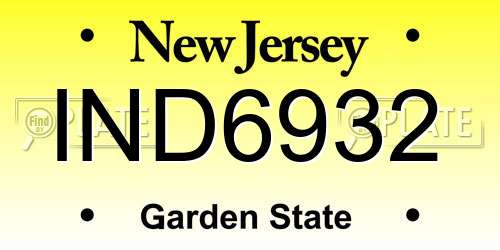 IND6932 New Jersey License Plate