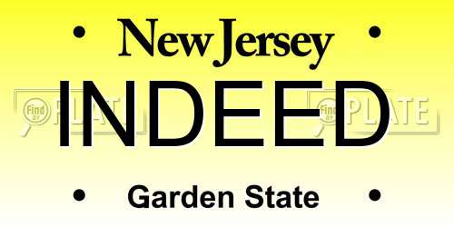 INDEED New Jersey License Plate