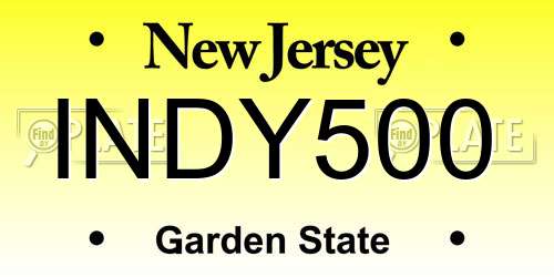 INDY500 New Jersey License Plate