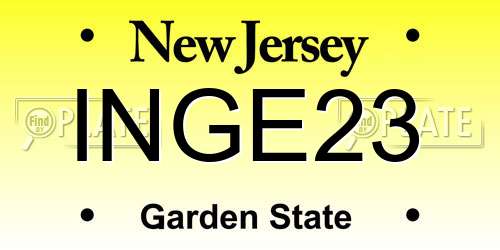 INGE23 New Jersey License Plate