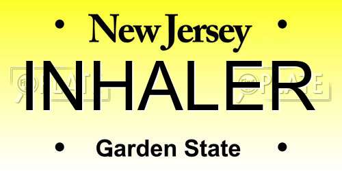 INHALER New Jersey License Plate