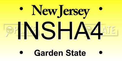 INSHA4 New Jersey License Plate