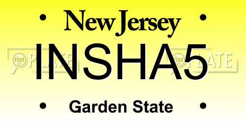 INSHA5 New Jersey License Plate