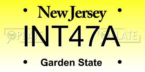 INT47A New Jersey License Plate