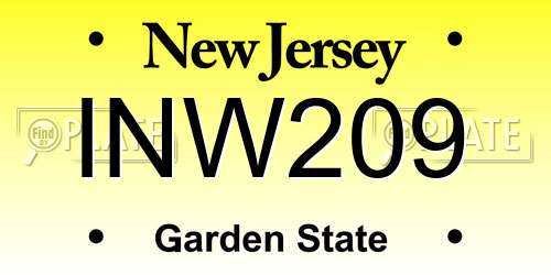INW209 New Jersey License Plate