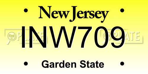 INW709 New Jersey License Plate