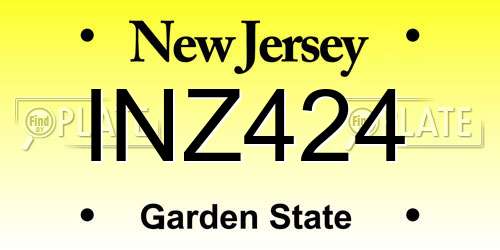INZ424 New Jersey License Plate