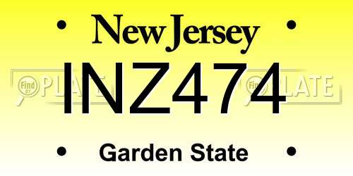 INZ474 New Jersey License Plate