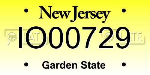 IO00729 New Jersey License Plate