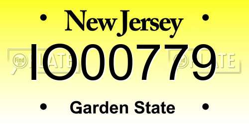 IO00779 New Jersey License Plate