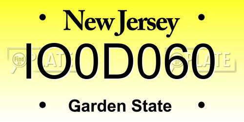 IO0D060 New Jersey License Plate
