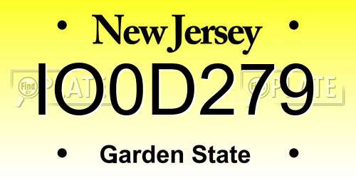 IO0D279 New Jersey License Plate