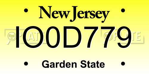 IO0D779 New Jersey License Plate
