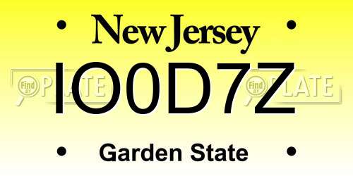 IO0D7Z New Jersey License Plate