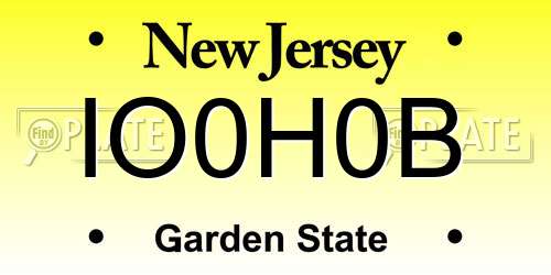 IO0H0B New Jersey License Plate