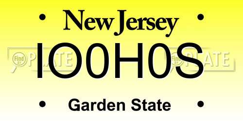 IO0H0S New Jersey License Plate