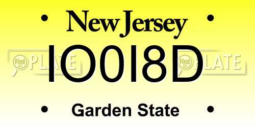 IO0I8D New Jersey License Plate