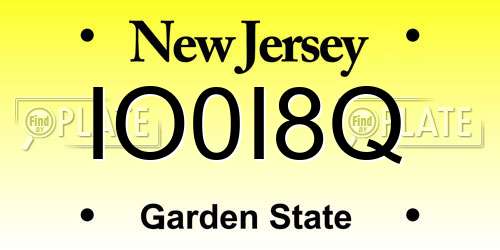 IO0I8Q New Jersey License Plate