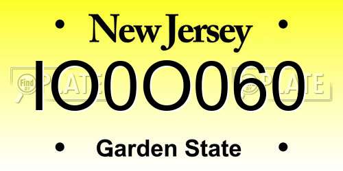 IO0O060 New Jersey License Plate