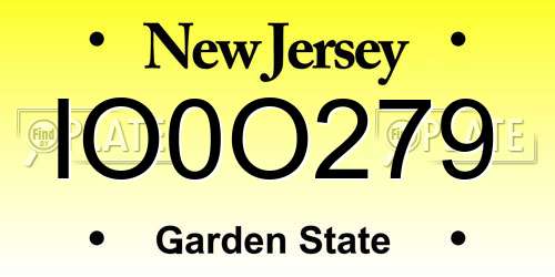 IO0O279 New Jersey License Plate