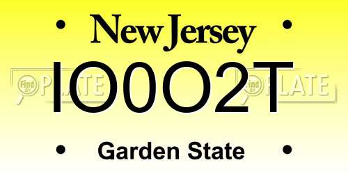 IO0O2T New Jersey License Plate