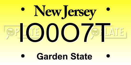 IO0O7T New Jersey License Plate