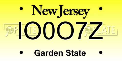 IO0O7Z New Jersey License Plate