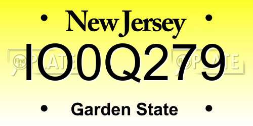 IO0Q279 New Jersey License Plate