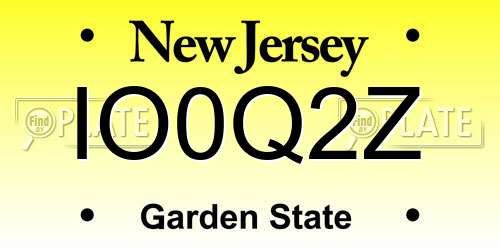 IO0Q2Z New Jersey License Plate