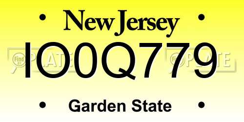 IO0Q779 New Jersey License Plate